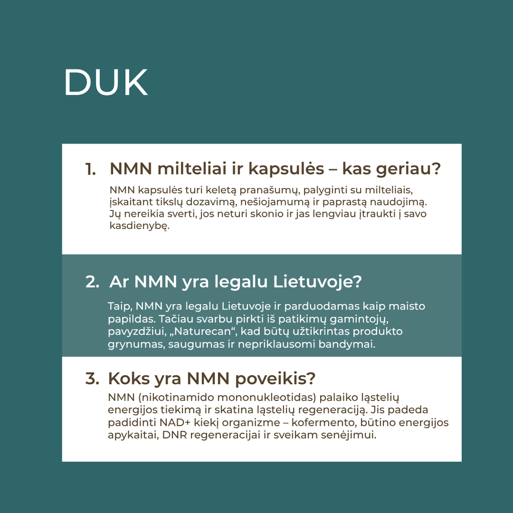 Nmn Raja NMN Papildai - 500mg NMN vienoje kapsulėje – Naturecan LT