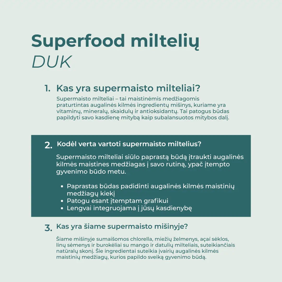 supermaisto miltelių pirkimas