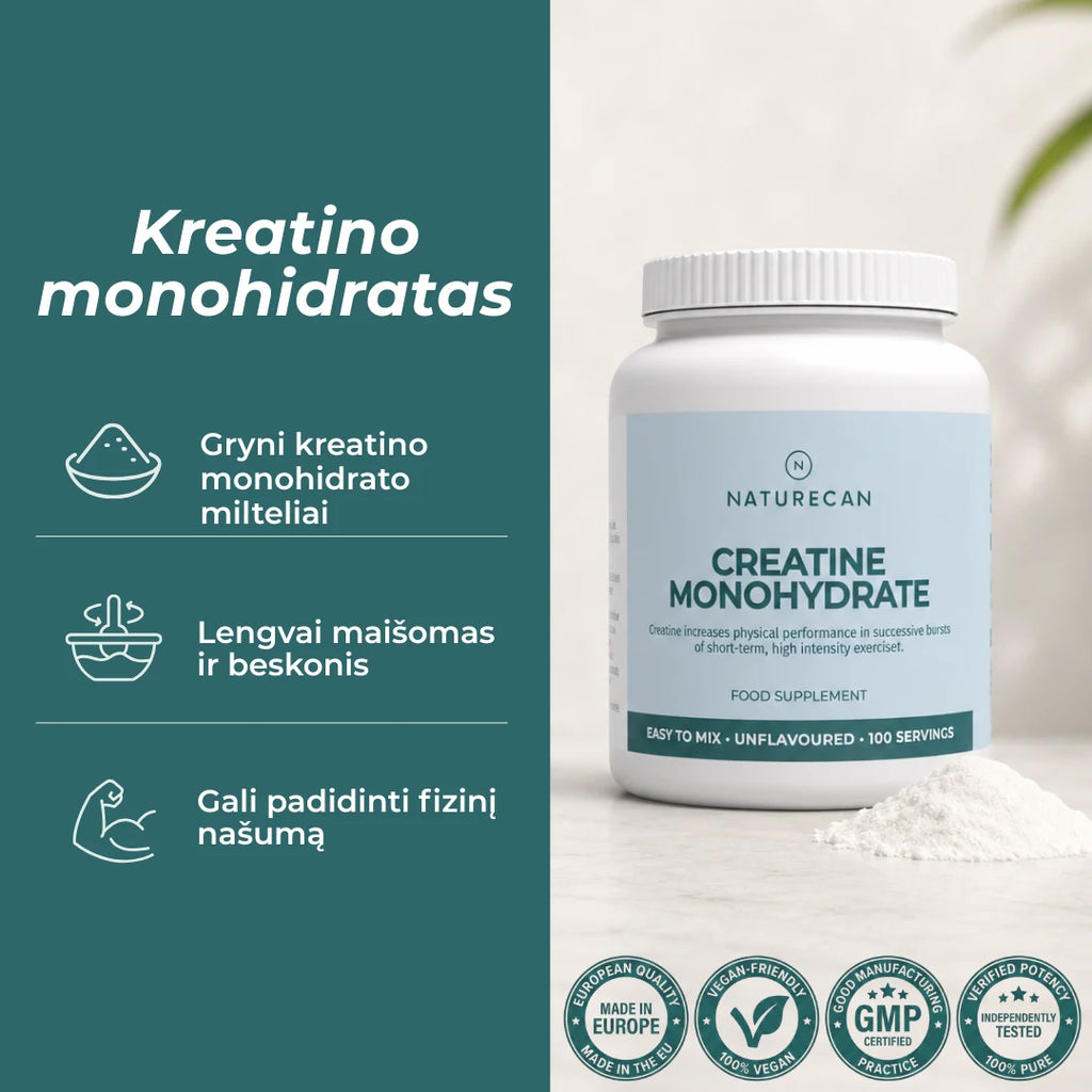 kreatino monohidratas kaina