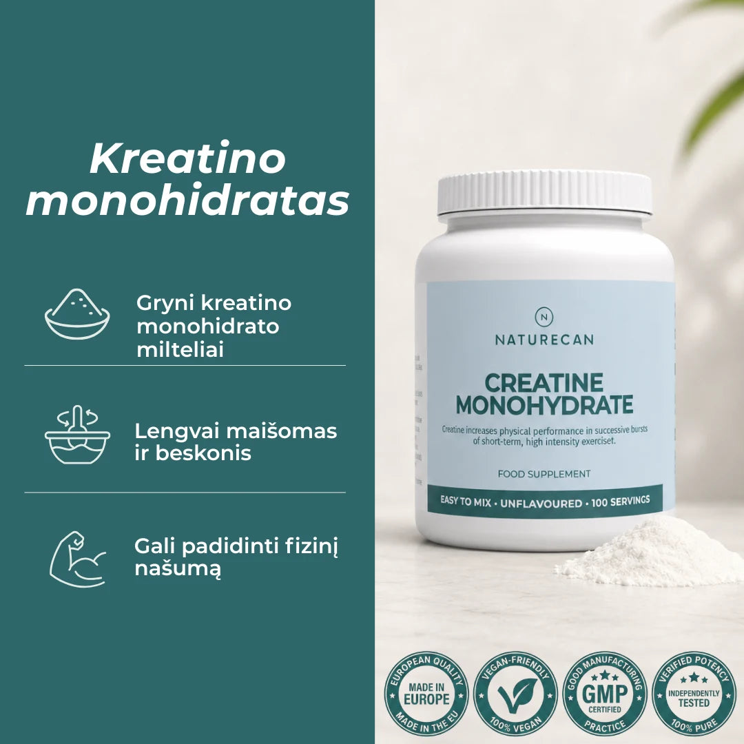 kreatino monohidratas kaina