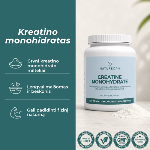 kreatino monohidratas kaina